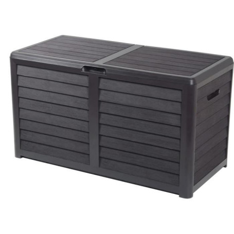 Coffre de Jardin BAYA en Plastique 420L - Décor Bois Gris Anthracite