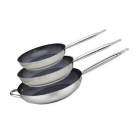 Set de 3 poêles à induction ELO en inox 18/10 - Ø 24, 28 et 32 cm