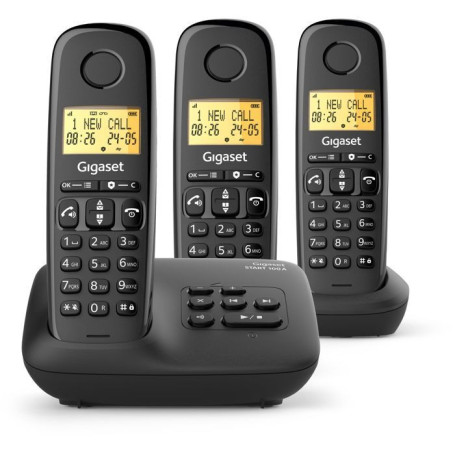 GIGASET Basic 100A TRIO - Téléphone Fixe avec Répondeur et Mains Libres