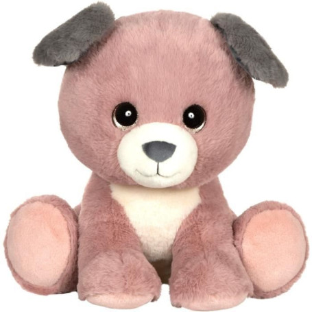 Chien en Peluche Puppy Eyes Rose et Gris - 22 cm