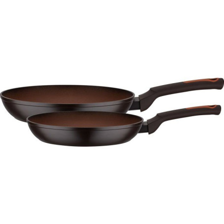 Set de 2 poêles induction GSW TERRA - Aluminium forgé rouge Ø 24 et 28 cm