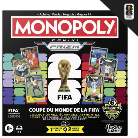 Monopoly Coupe du Monde FIFA 2026 avec Booster Panini Prizm