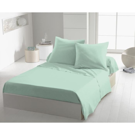 Drap Plat Microfibre Vert d'Eau 180 x 290 cm - HOME LINGE PASSION