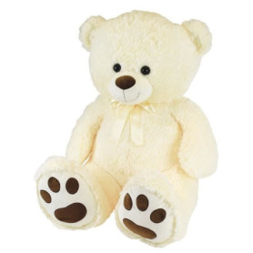 Ours en Peluche Crème Doux avec Noeud - 100 cm