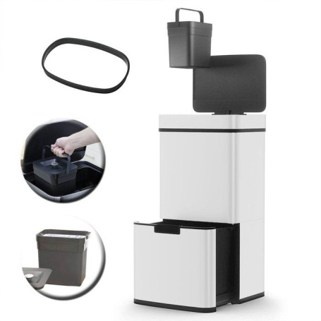 Poubelle de cuisine automatique NARVIK 75L avec double compartiment et poubelle de table