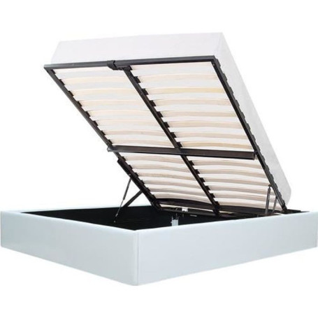 Lit adulte ECLIPSE 140x190 cm avec coffre de rangement en simili blanc