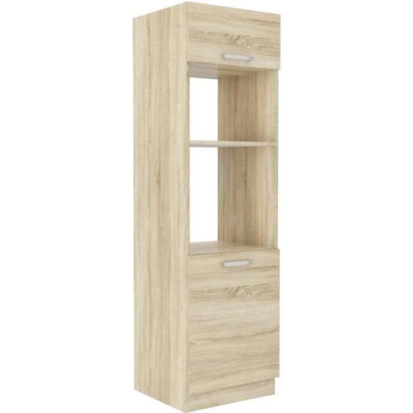 Meuble colonne four 2 portes battantes en chêne sonoma - 60 cm