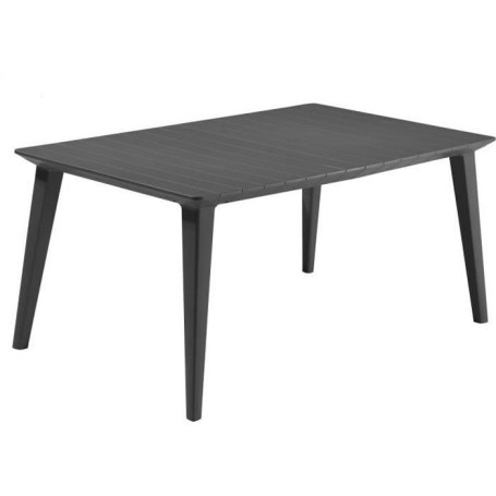 Table de Jardin Rectangulaire 160 cm en Résine Gris Graphite - 6 Personnes