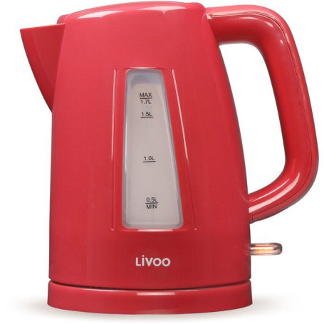 Bouilloire Électrique Rouge LIVOO 1,7 L - 2200 W avec Socle 360°