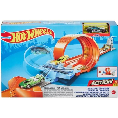 Circuit Looping de Champion Hot Wheels avec 6 voitures