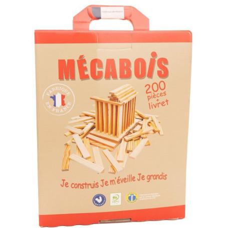 Baril de 200 planchettes en bois Mécabois - Jeu de construction durable