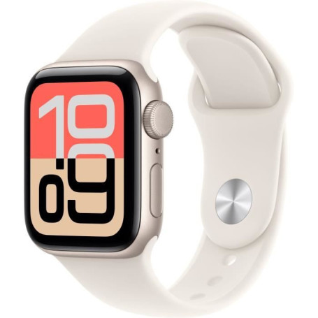 Apple Watch SE 3 GPS 40mm Aluminium Starlight avec Bracelet Sport M/L