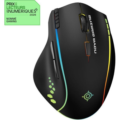 Souris Gaming Sans Fil Nova Gaming Persee - Noir Ergonomique