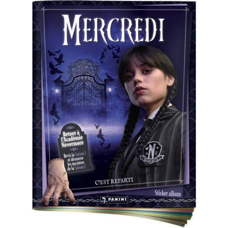 Album de Collection PANINI Mercredi Saison 2 avec Poster et Stickers