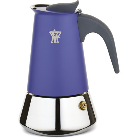 Cafetière Italienne PEZZETTI STEELEXPRESS en Acier Inoxydable - 6 Tasses - Bleu Indigo