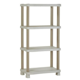 Étagère pratique 4 étagères en plastique beige - 70 x 45 x 141 cm