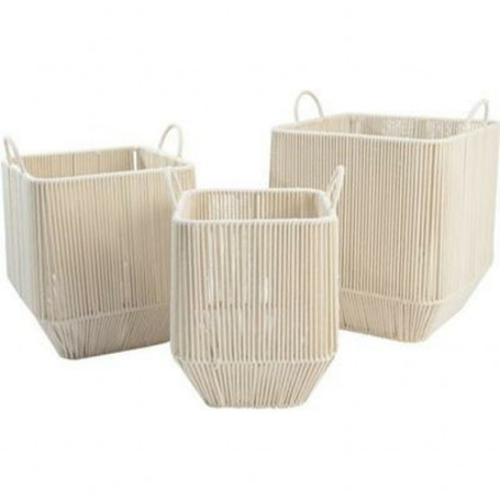 Set de basket DKD Home Decor Beige Métal Coton (3 Pièces) (37 x 37 x 45 cm) 179,99 €