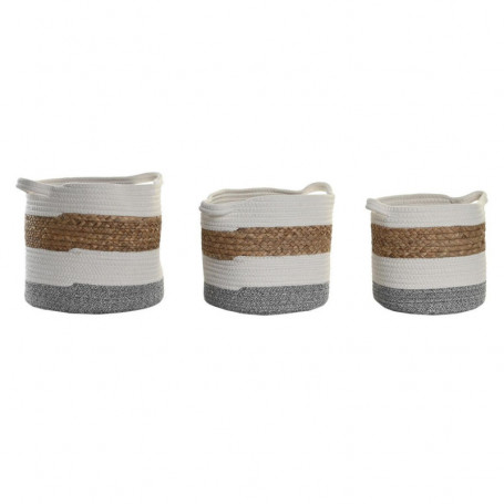 Set de basket DKD Home Decor Coton Blanc Fibre naturelle (30 x 30 x 26 cm) 97,99 €