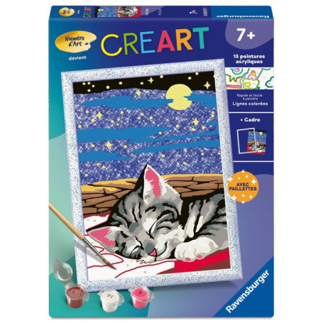 Ravensburger CreArt Kids - Kit de Peinture par Numéros Chat Rêve 18x24cm