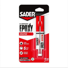 Colle Époxy Bi-Composant SADER 25 ml - Rapide et Résistante pour Tous Supports