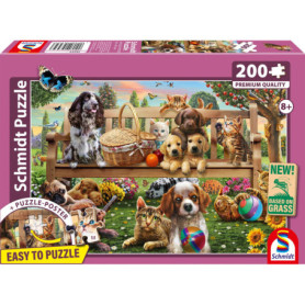Puzzle Chiens et Chats en Pique-Nique - 200 Pièces - Schmidt Spiele