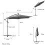 Parasol déporté AUREA 3 m en aluminium gris