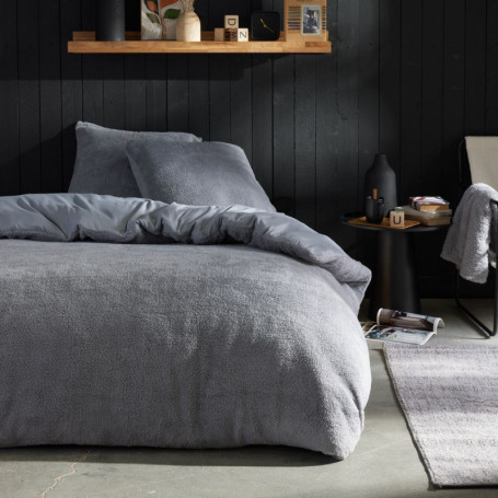 Parure de lit Teddy TODAY - Housse de couette et taies 220x240 cm - Gris uni