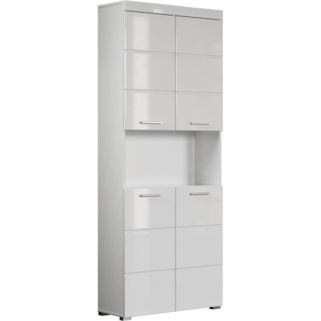 Colonne de Salle de Bain Amanda Double - 4 Portes et 1 Niche - Blanc