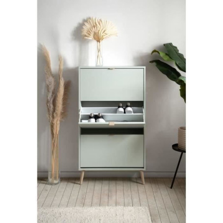 Meuble à chaussures moderne vert avec 3 abattants - 12 paires