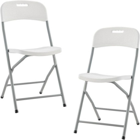 Lot de 2 chaises pliantes TERRANOVA en acier blanc