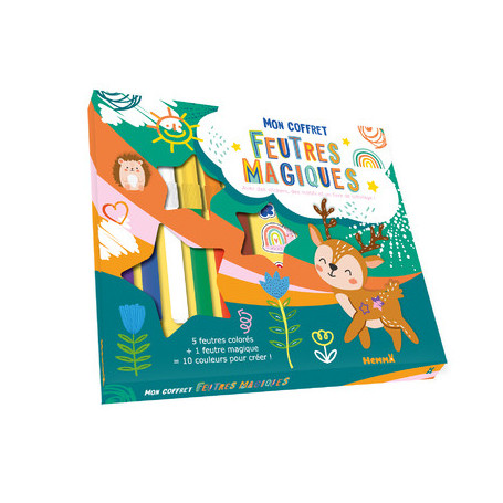 Mon coffret feutres magiques - Avec des stickers, des motifs et un livre de coloriage !