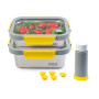 Pika | Lot de 2 boites alimentaires sous vide en inox + pompe de mise sous vide | 820ml + 1200ml | Micro-ondes, four, congélateu