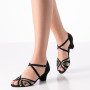Werner Kern Chaussures de danse Bess pour femme - Daim/cuir noir vieilli - Pour pieds larges - Talon cubain de 4,5 cm - Semelle 