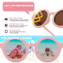 LOJUDI Lunette Soleil Bebe 0-36 Mois - Polarisées avec Sangle Réglable Cadre en Silicone Ronde Enfant Lunettes Protection UV400 