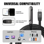 Synclum Lot de 2 Câbles USB-C 240W avec Support Invisible Intégré, Support Téléphone Pliable pour Smartphones, Tablettes et Appa