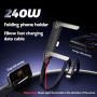 Câble de recharge invisible 2 en 1, cordon de recharge multiple avec support multi-angle réglable de type C, câble de recharge r