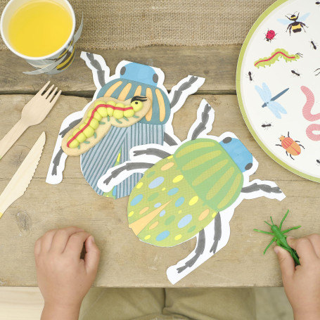 Ginger Ray Serviettes de table en papier pliables en forme d'insecte rampant effrayant, vaisselle d'anniversaire pour enfants, p