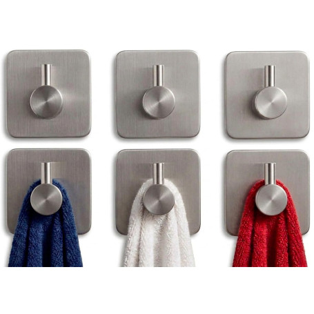 edihome, Crochet Adhésif Mural en Acier Inoxydable, Crochets Adhésifs Muraux Résistants sans Perçage, Design Carré Moderne pour 