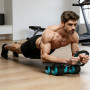 VZJYJZ Roue d'exercice pour abdominaux, comprend un tapis de genou, avec 6 coudières et 4 roues, peut rebondir automatiquement, 