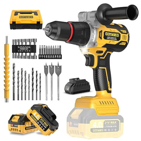 Perceuse Visseuse Sans Fil 21V - 140Nm 2300rpm Max Brushless Visseuse Devisseuse Sans Fil Perceuse à Percussion avec 2 Batteries