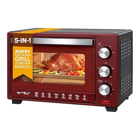 WOLTU Mini Four 28 L, 1600 W, 100-230°C, Minuterie 0-60 min, 3 Modes de Cuisine, Plaque de Cuisson, Grille, Lèchefrite, pour Cui