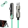 Câble chargeur invisible 2 en 1 avec support, conception double tête USB-A/USB-C vers Type-C, chargeur de téléphone latéral 240