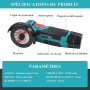 Mini Meuleuse d'Angle sans Fil 12V, 76mm Moteur Brushless 19500 tr/min, Avec 2 Batteries 1500mAh & 8 Disques, Outil de Découpe É