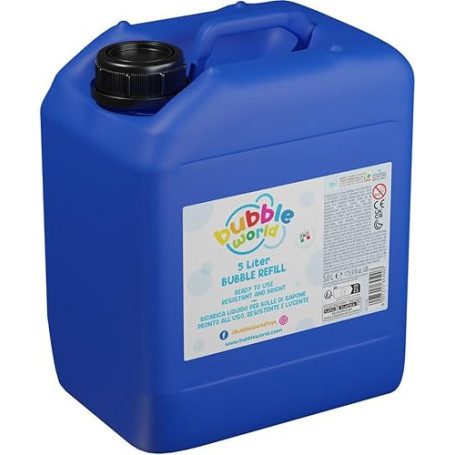 Bubble World - Recharge pour Bulles de Savon - 5 L - Liquide prêt à l'emploi pour Bulles et Jouets à Bulles - Hypoallergénique -