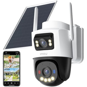 Imou 4G LTE Caméra Solaire avec Carte SIM, 10MP(5MP+5MP)Caméra Surveillance WiFi Extérieure sans Fil Double Objectif, AOV 24/7 E