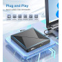 Lecteur CD/DVD Externe pour PC, USB 3.0 et USB-C Graveur DVD Externe Optique Portable CD/DVD -/+RW Drive, Mince DVD Player Trans