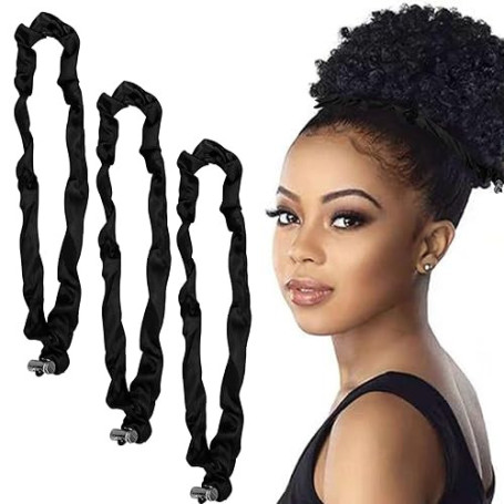3Pcs Adjustable Hair Tie chouchous réglables satin pour cheveux afro bouffants, élastiques style long pour cheveux naturels épai