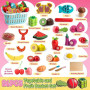 BunnyJOY Dinette Bois Accessoires Cuisine Enfant 2 3 Ans, Fruits et Légumes en Bois à Découper 26 Pièces, Jeu Éducatifs D’Imitat