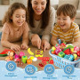 BunnyJOY Dinette Bois Accessoires Cuisine Enfant 2 3 Ans, Fruits et Légumes en Bois à Découper 26 Pièces, Jeu Éducatifs D’Imitat