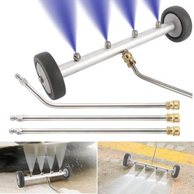 Balai à eau pour nettoyeur haute pression, nettoyeur de châssis à double fonction, 40,6 cm, 4 buses avec 3 rallonges, 4000 PSI (